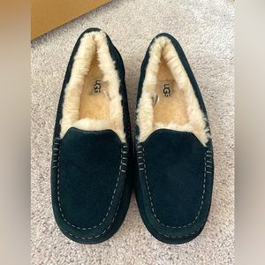 Black Ugg Ansley suede moccasin slippers